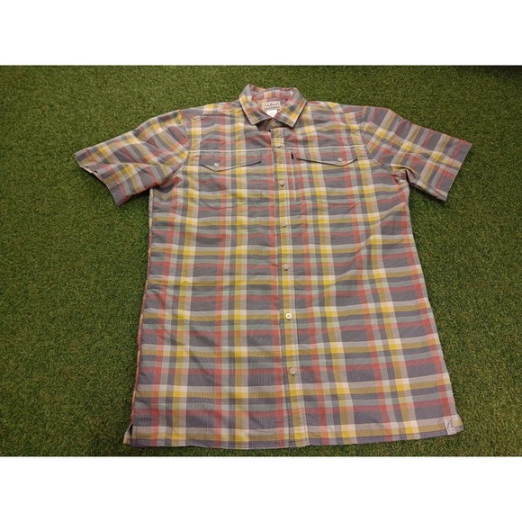 L.L. Bean Other - L.L.Bean SunSmart Cool Weave Shirt‎ Mens M Tall Multicolor Plaid Nylon Button Up